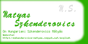 matyas szkenderovics business card