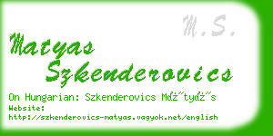 matyas szkenderovics business card